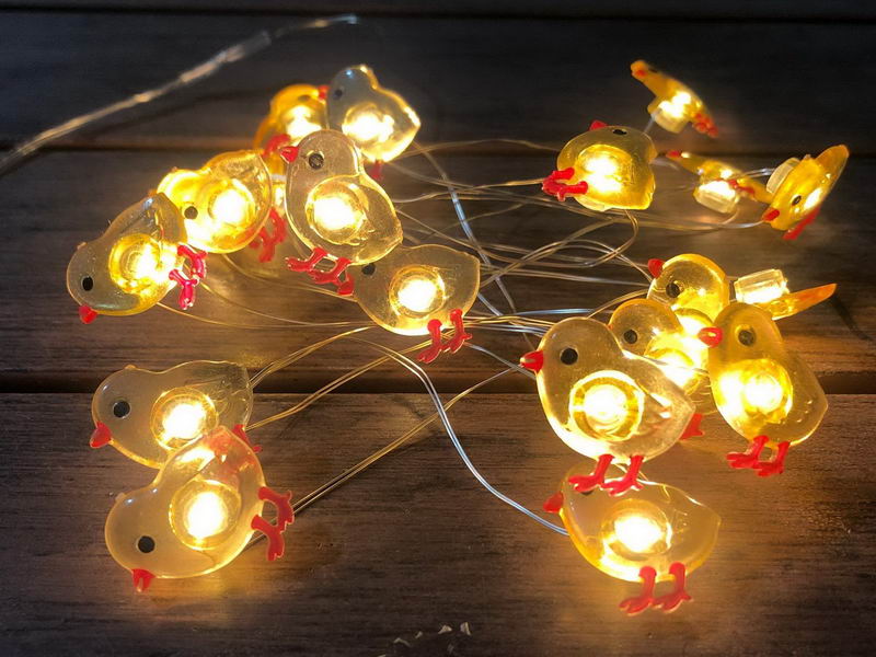 Easter string lights with Chick