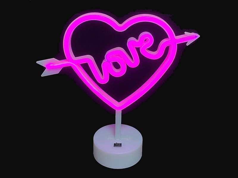 Love & Heart, neon rope, 28cm