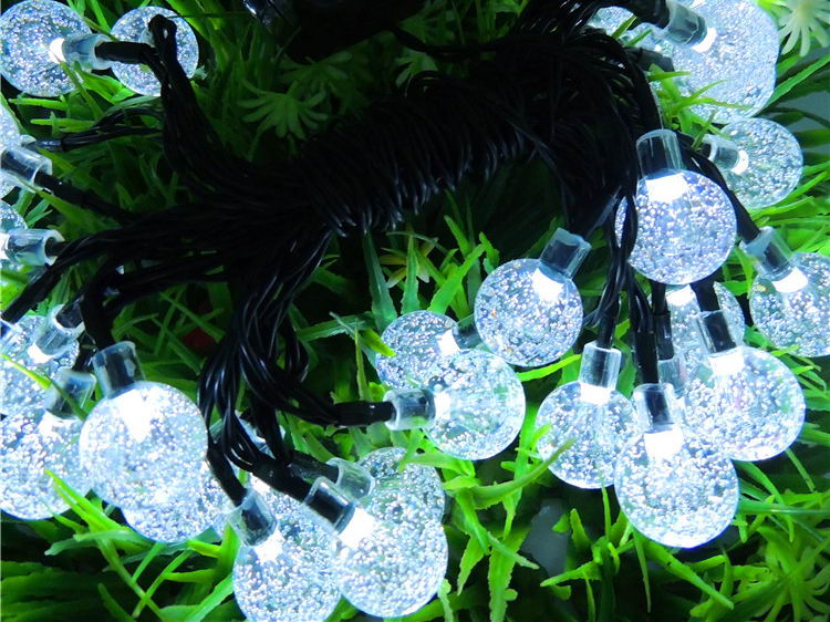 Solar garden string lights, bubble ball (white)